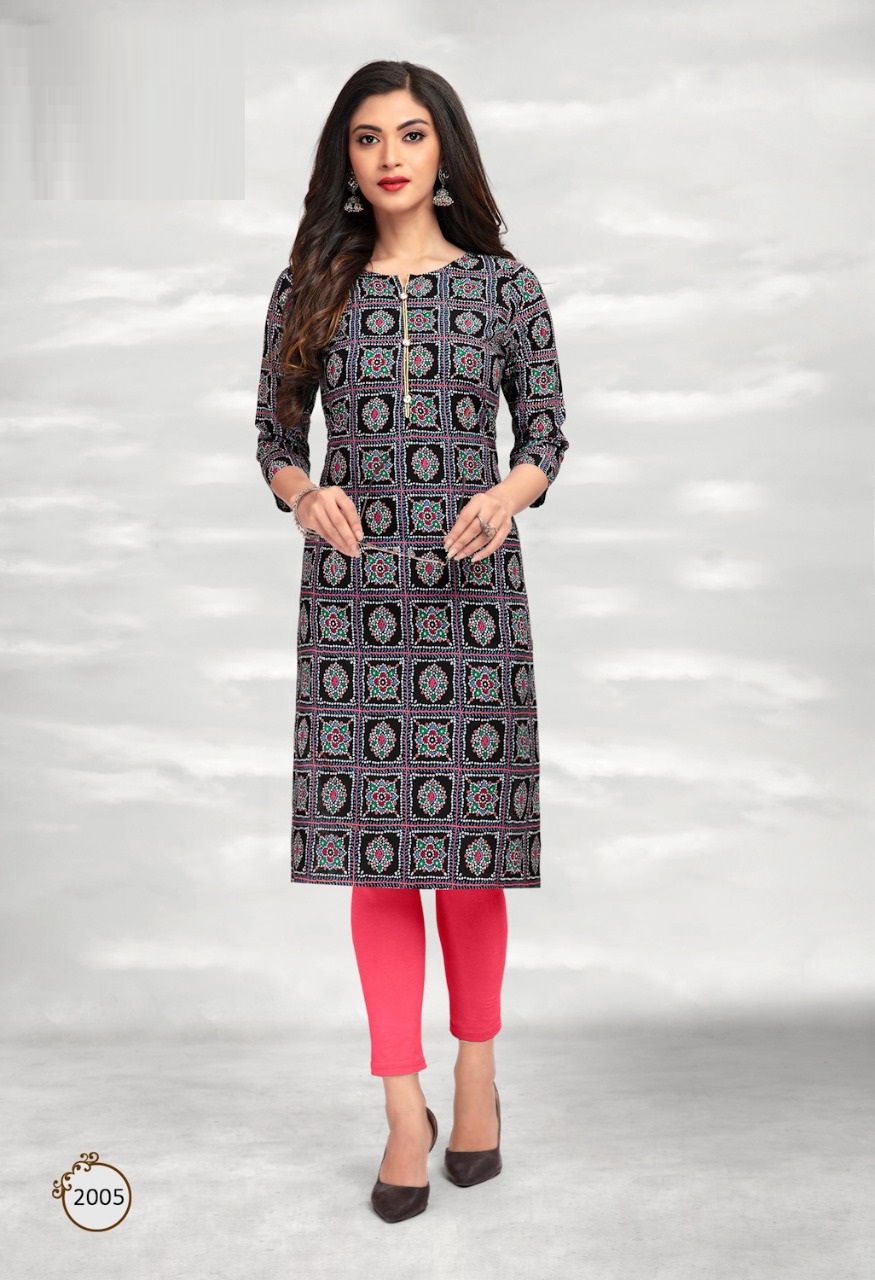 Traditional 2 Cotton Regular Wear Printed Designer Kurti Collection